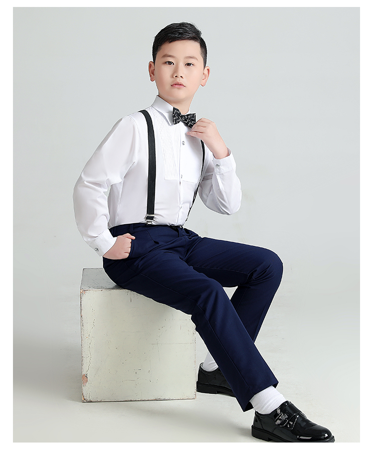 温格奥 新款胖童礼服男童西装花童西服套装加大加宽中大童背带裤主持