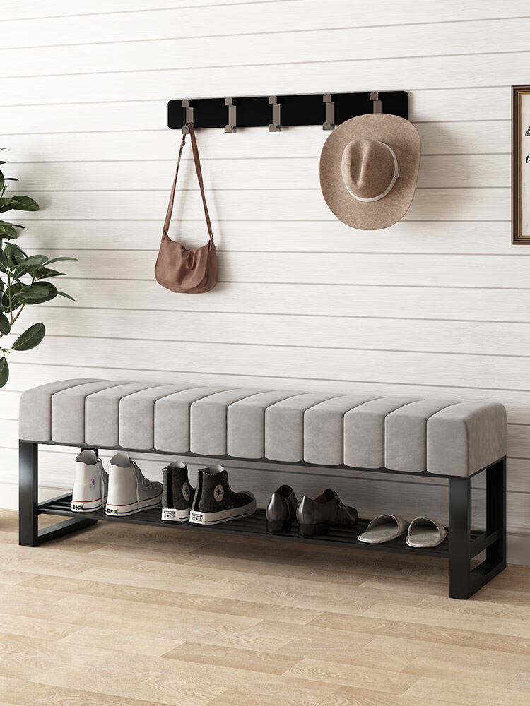 宝彩轻奢换鞋凳家用入户门口长条凳进门穿鞋凳衣帽间鞋凳一体收纳凳子