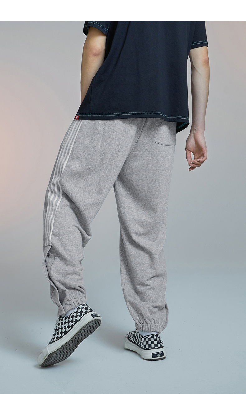 ecko犀牛休闲裤男潮牌2021夏季新款侧边脚口排扣宽松运动长裤 花灰色