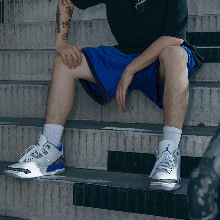 nikeairjordan3aj3乔3赛车蓝白蓝爆裂纹运动篮球鞋ct8532145ct