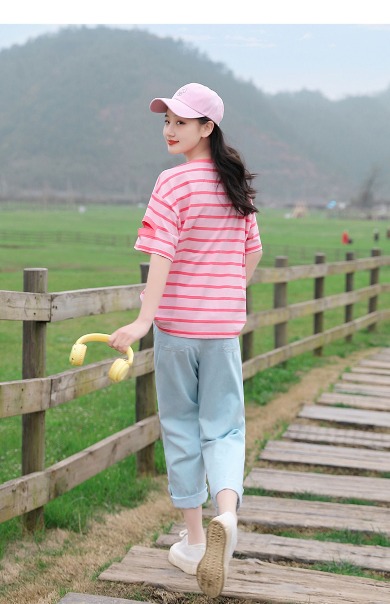 中学生初中生高中生夏天短袖套装女生衣服夏天条纹t恤时尚休闲女韩版