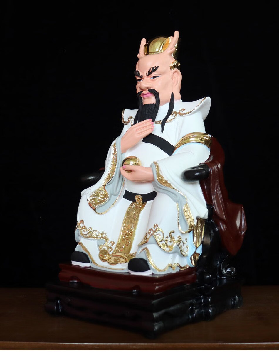 龙王爷神像居家用供奉客厅玄关佛像饰品摆件黑黄 12寸 白衣北海龙王