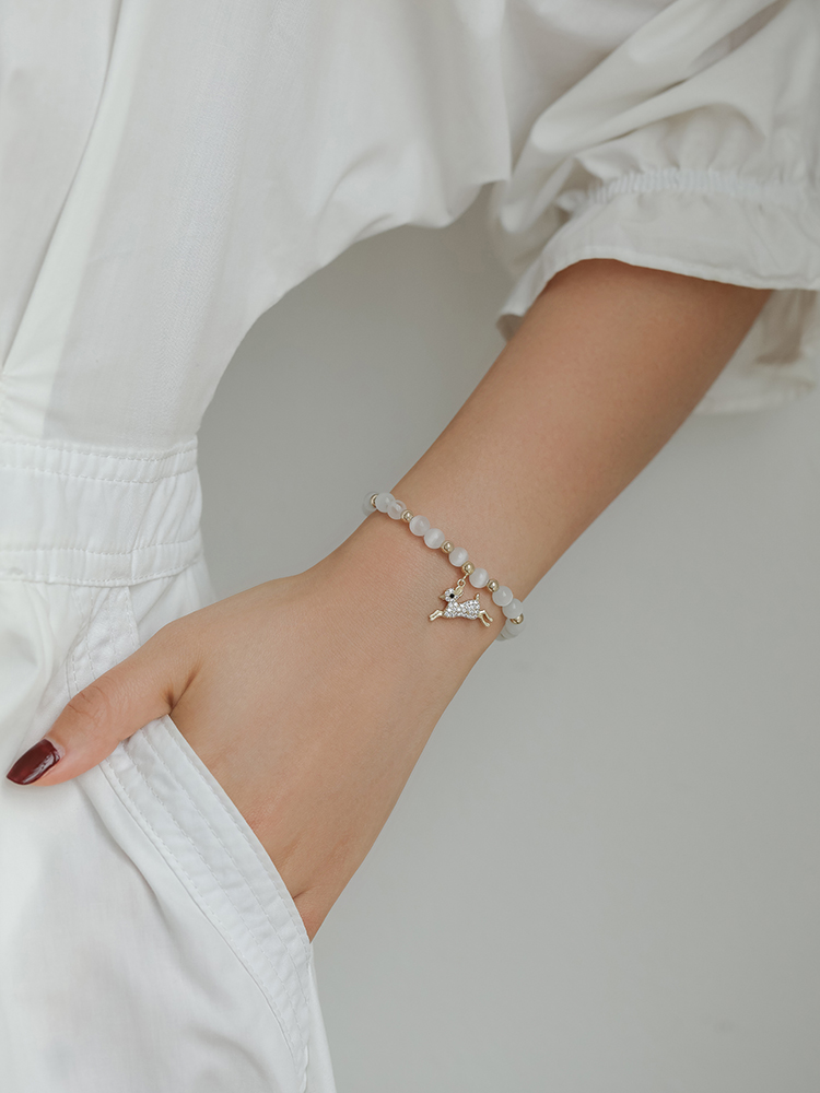 简弗手链女夏小鹿猫眼石ins冷淡风简约手饰品学生闺蜜高级感手串女士