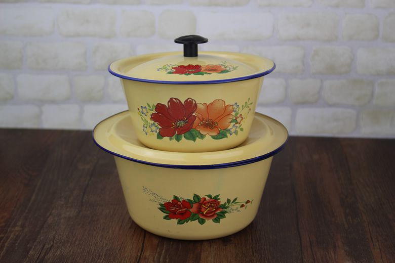 碑匠 搪瓷碗带盖搪瓷碗饭碗瓷碗带盖搪瓷盆 带盖搪瓷盆加深汤锅带盖