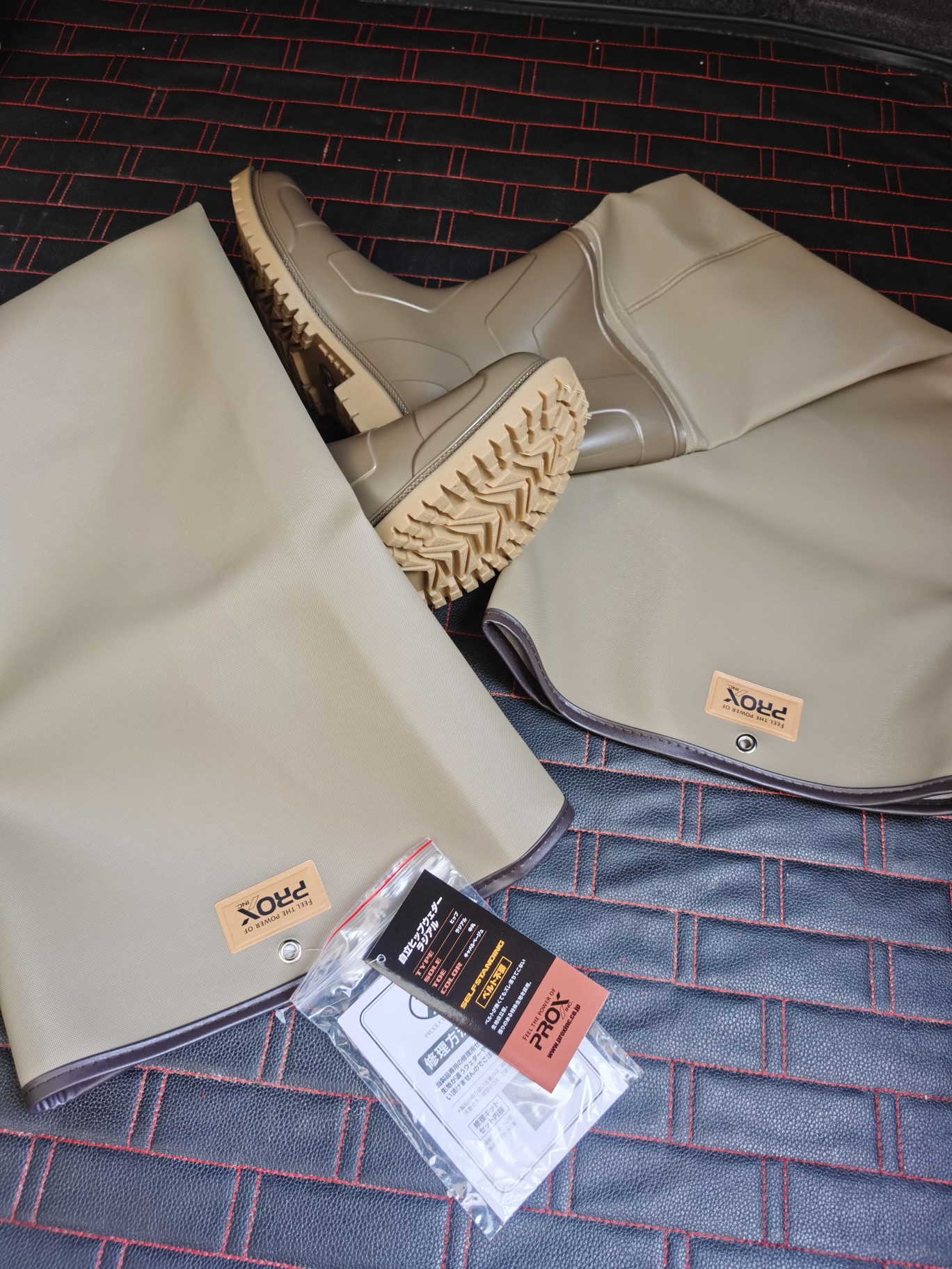 三治日本prox半身半腿涉水裤下水裤捞鱼皮叉长筒钓鱼裤防水裤耐磨防滑