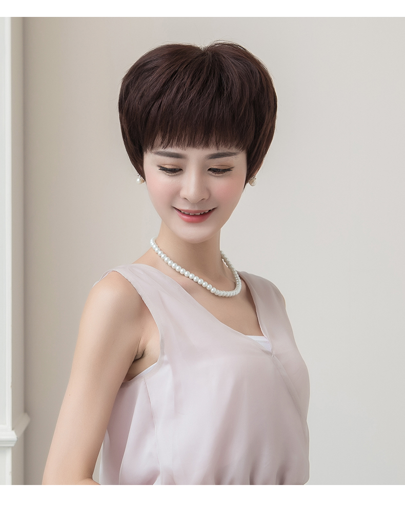 假发女短发真人发丝蓬松自然短直发全手织真发假发头套 【升级手织