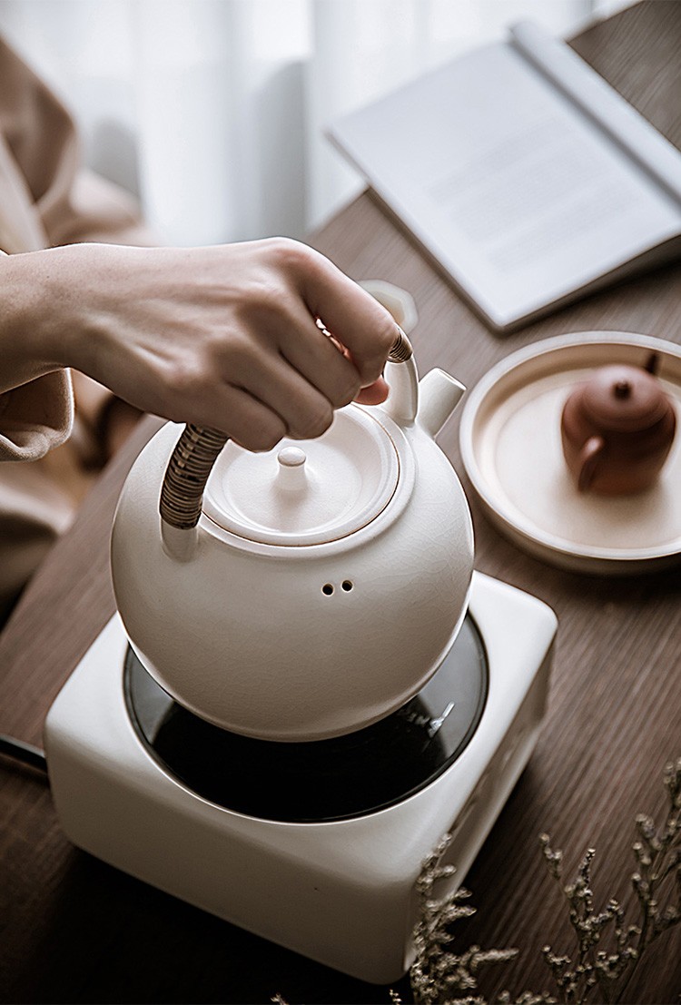 容山堂梵山堂手工陶壶苏打釉白泥功夫茶烧水壶电陶炉老白茶煮茶壶山楂