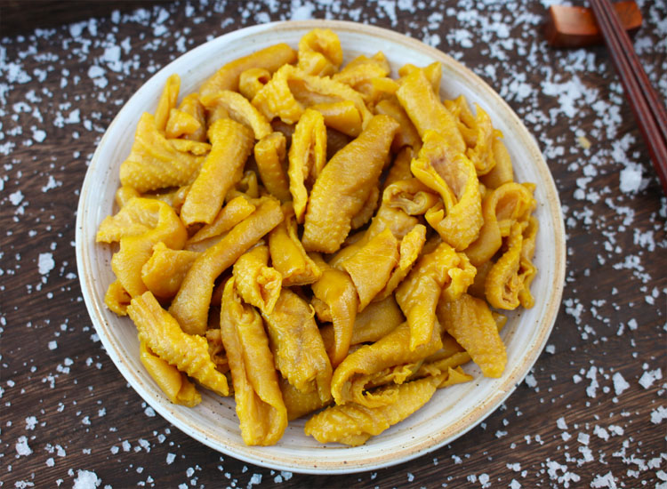 广东梅州客家盐焗鸡皮脱骨即食盐香无骨鸡皮鸡爪小吃熟食零食 盐焗