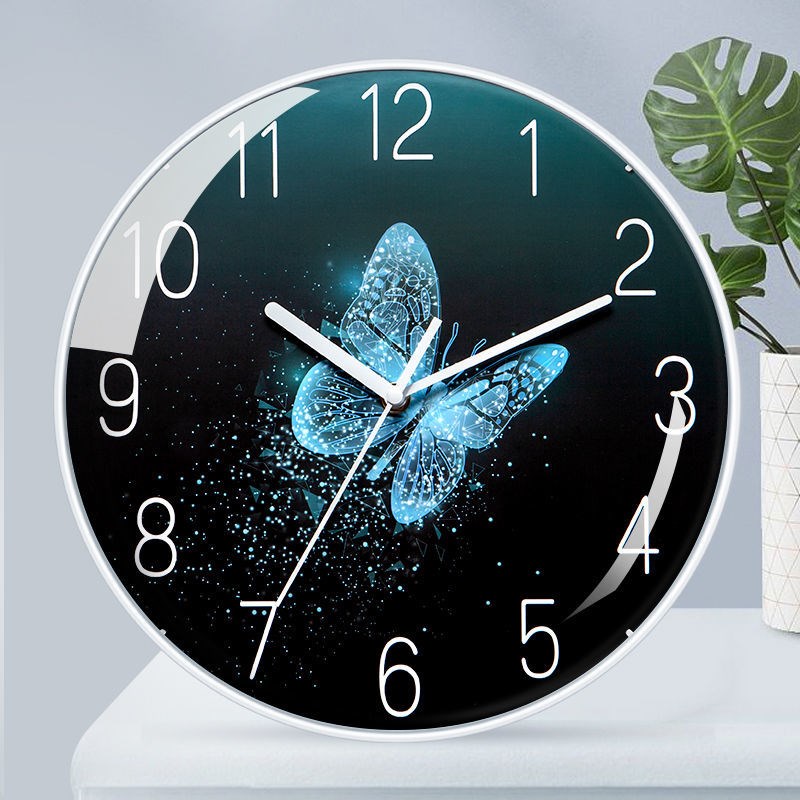 客厅创意家用挂钟墙上免打孔时钟挂表简约北欧风园艺风静音夜光钟 30