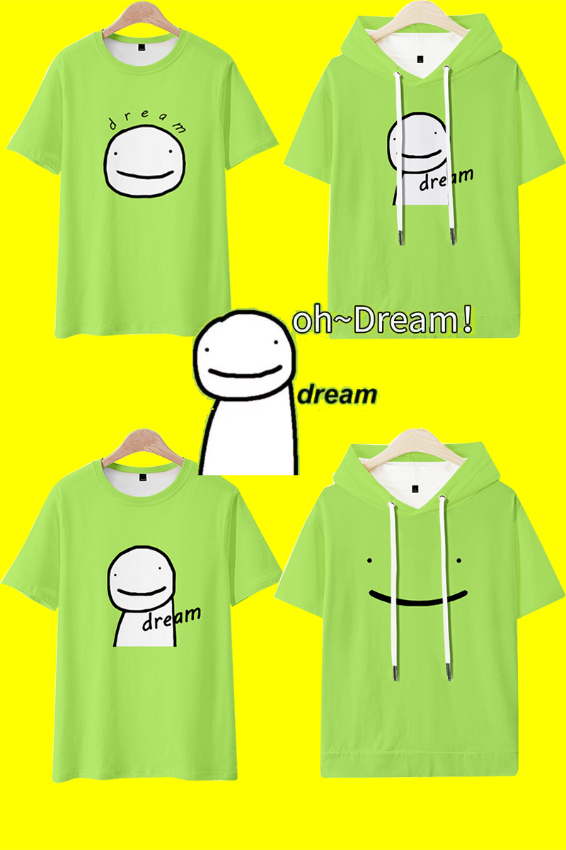 我的世界联名潮牌短袖t恤二次元dream卡通印花日系连帽儿童男衣服男装