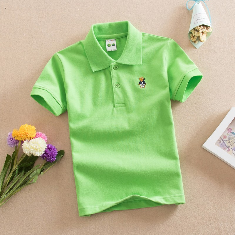 短袖白衬衫纯棉儿童夏季薄款白色衬衣中大童表演服小学生校服 浅绿色