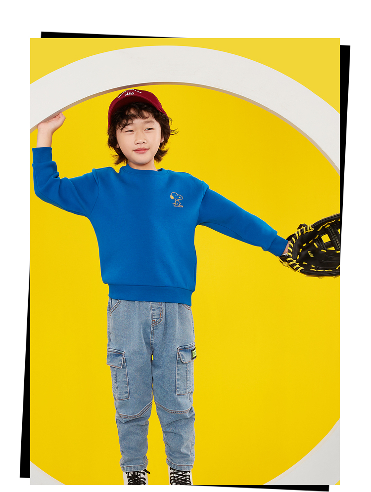 hla海澜之家史努比系列童装卫衣2021秋季新品印花儿童卡通上衣hnzkd3d