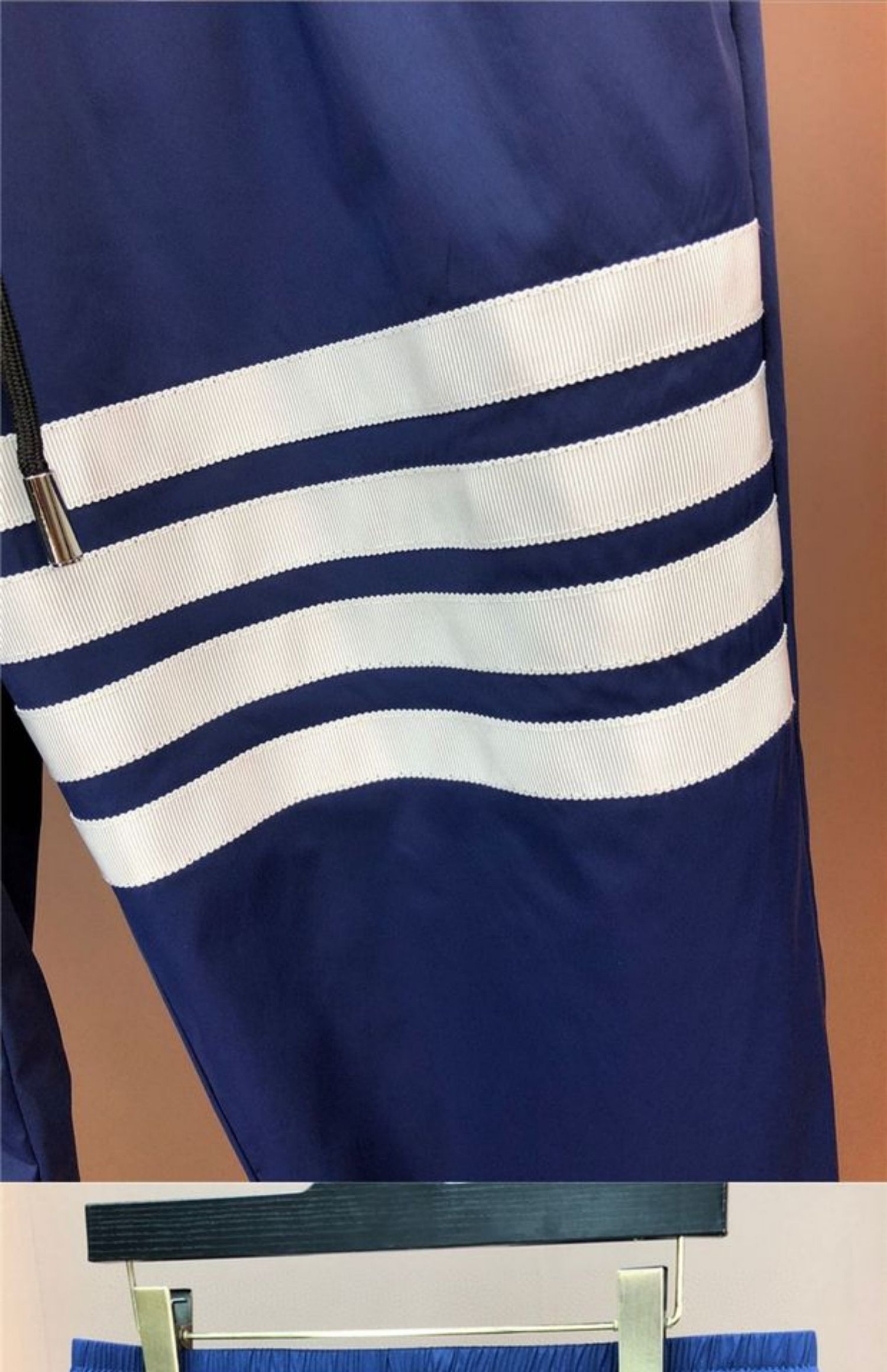 oloey 乐乐兔香港潮牌休闲裤男2021秋冬新款经典四条杠织带加绒加厚