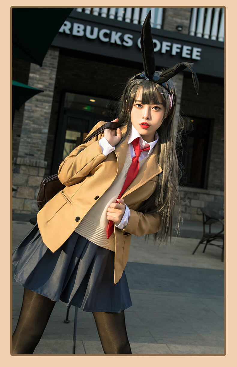 青春猪头少年会梦到兔女郎学 樱岛麻衣校服七件套 假发(送发网含毛衣)