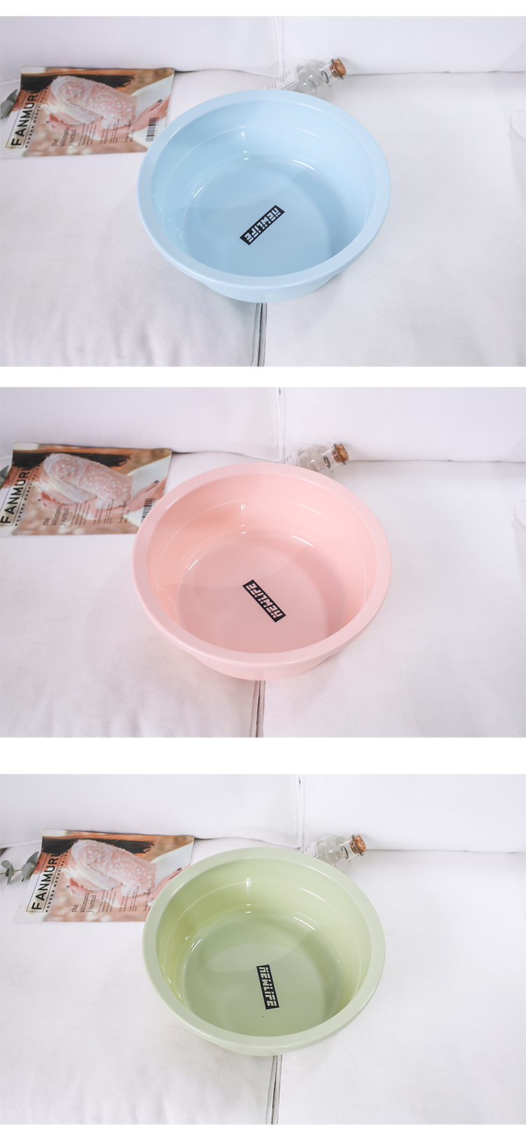 塑料大脚盆50cm加厚圆形宝宝洗澡盆特大号洗衣塑料盆洗脸盆厨房收纳洗