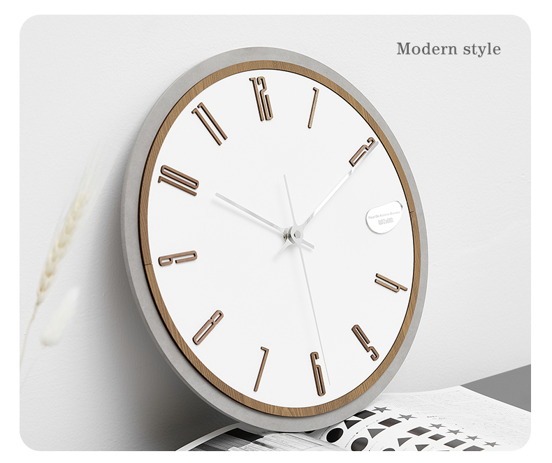 emitdoog免打孔网红轻奢挂钟钟表客厅创意墙面家用时尚2021新款 木色