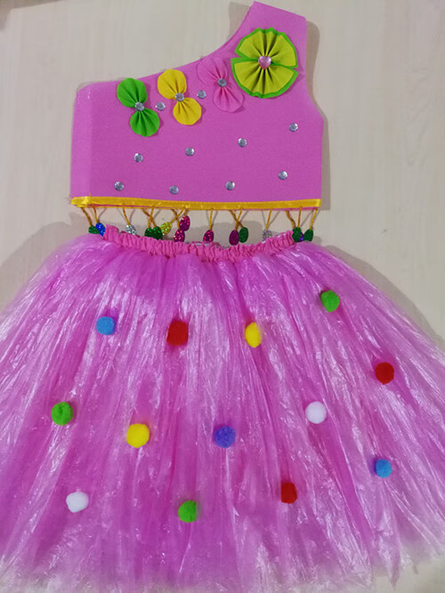 儿童环保演出服装无纺布塑料袋手工制作衣服时装走秀亲子装公主裙 白