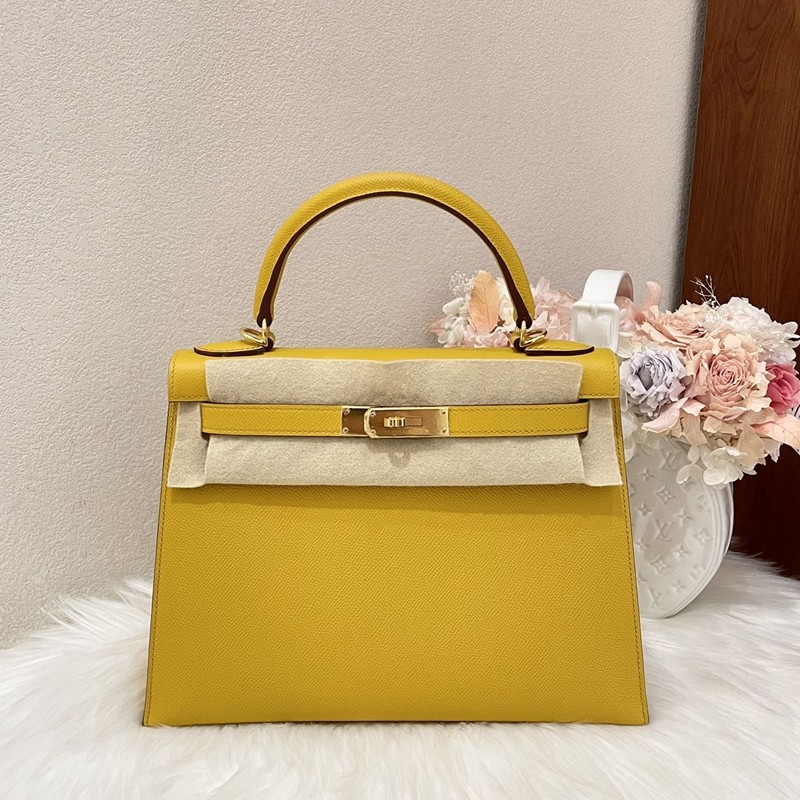 【二手99新】爱马仕(hermes)kelly28 女士手提包单肩包 黑色金扣box皮