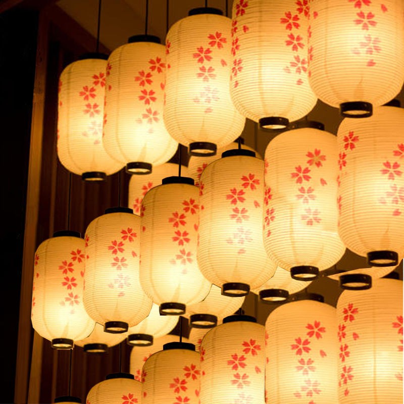 雄冠灯笼墙日式和风樱花灯笼灯居酒屋日本料理餐厅室内装饰电视墙红白