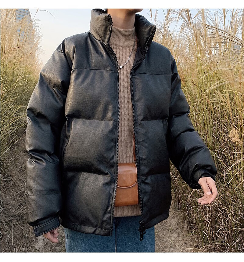 动感时尚北面皮质新国标羽绒服男皮羽绒防寒服冬季加厚宽松立领大·码