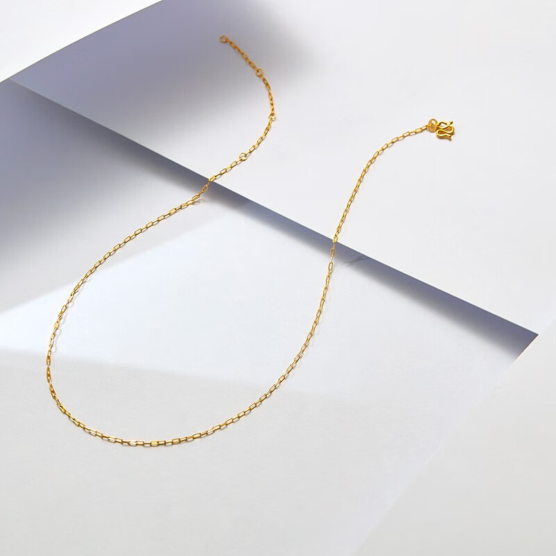 潮宏基 简约 5g工艺黄金项链女士足金项链金链子锁骨链金饰礼物ins风