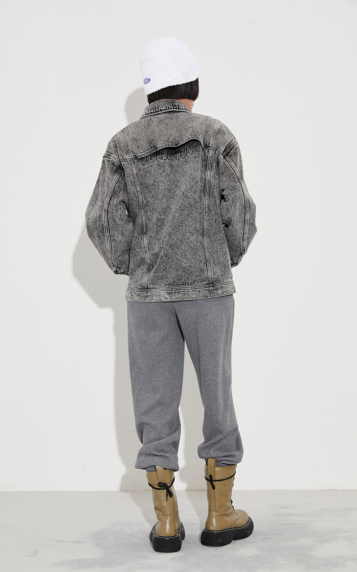 2021秋季新款oversize单排纽扣多口袋牛仔外套女121354005 j0z 牛仔灰