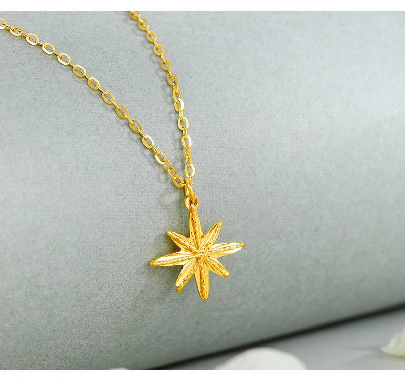 金至尊黄金项链女八芒星999足金套链按克计价链长45cm269克含工费258
