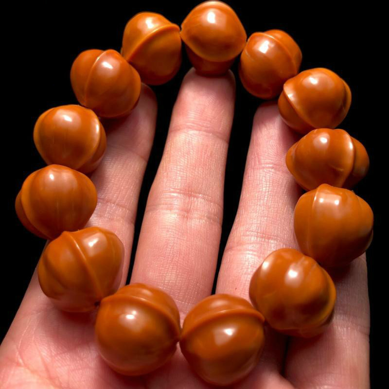 橄榄核雕刻鲨鱼背手串短圆素核光珠手链素串手持单籽核雕文玩单圈