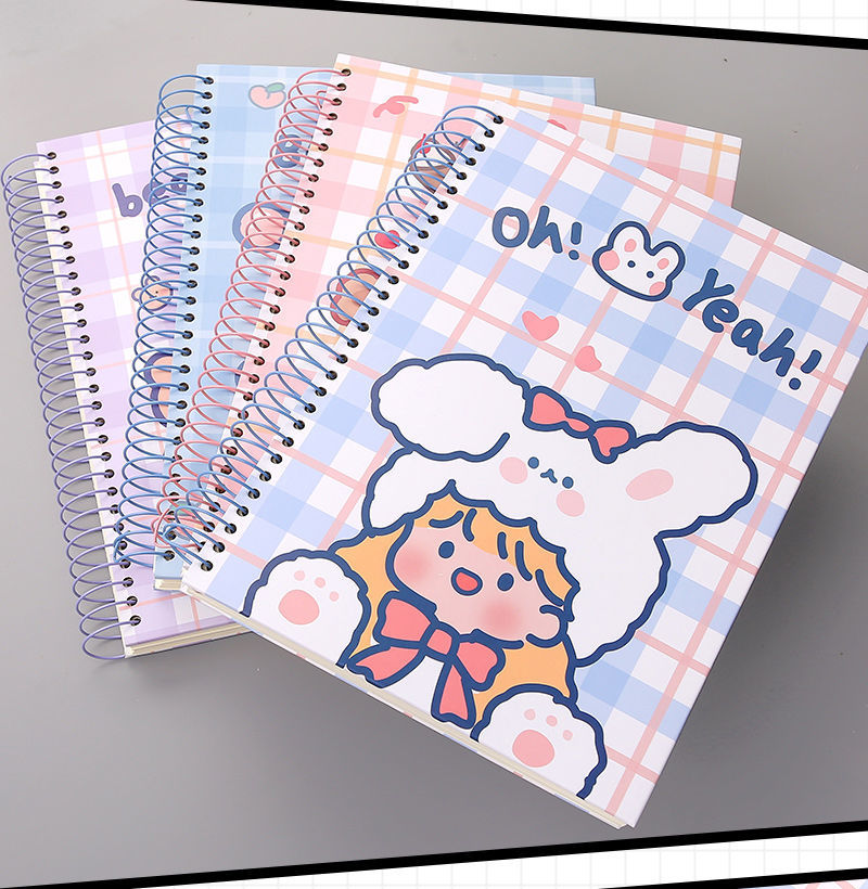 汉丽轩可爱大容量线圈本高颜值记事本高中生ins风卡通少女心笔记本厚