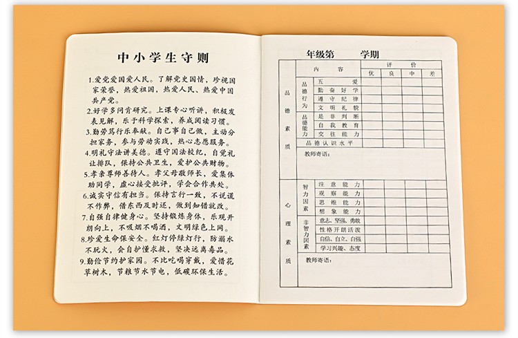 礼姿小学生成绩素质教育报告册小学生素质发展报告手册胶面小学报告册