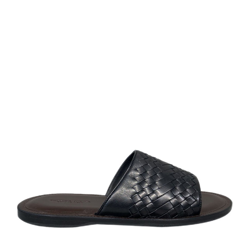 bottega veneta/葆蝶家经典黑色编织拖鞋 ba 黑色系 欧码38