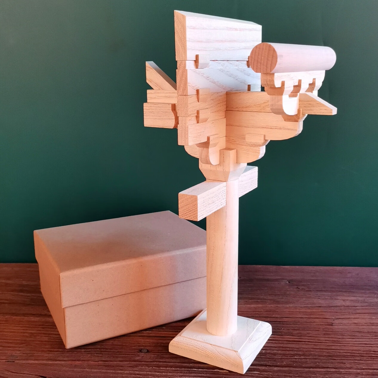 积木模型唐式南禅寺柱头中国古建筑可拆卸实木新古典摆件 斗拱 硬纸盒