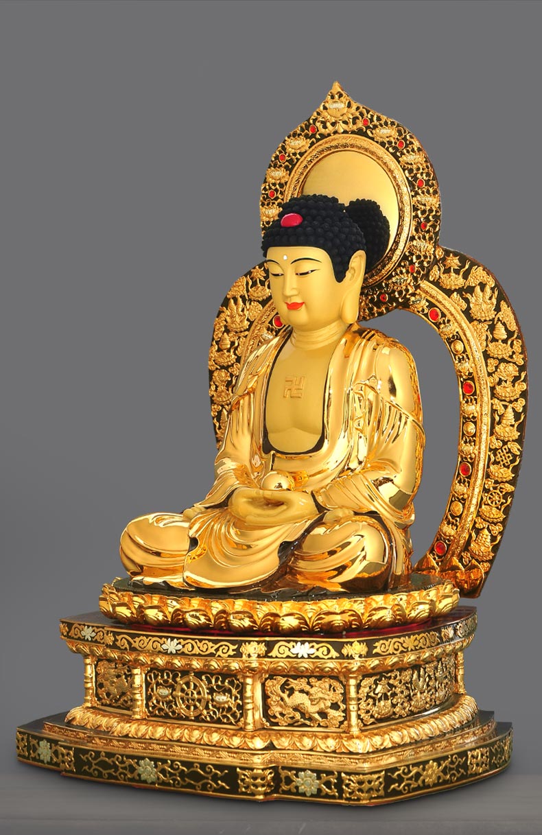 佛陀佛教创始人佛像佛教用品 19寸释迦牟尼佛(金刚座带八吉祥背光)za