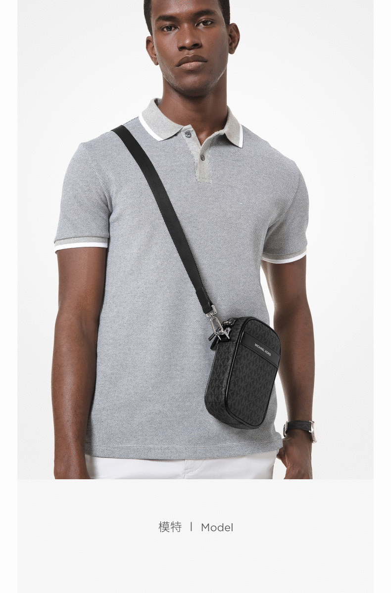 mk greyson 男士老花斜挎迷你轻便手机包男包 黑色 001 ns【图片 价格