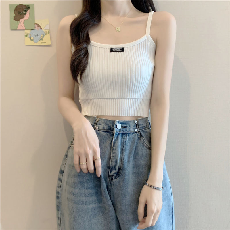 针织背心少女生小吊带打底t恤内搭性感无袖法式外穿小清新短款上衣