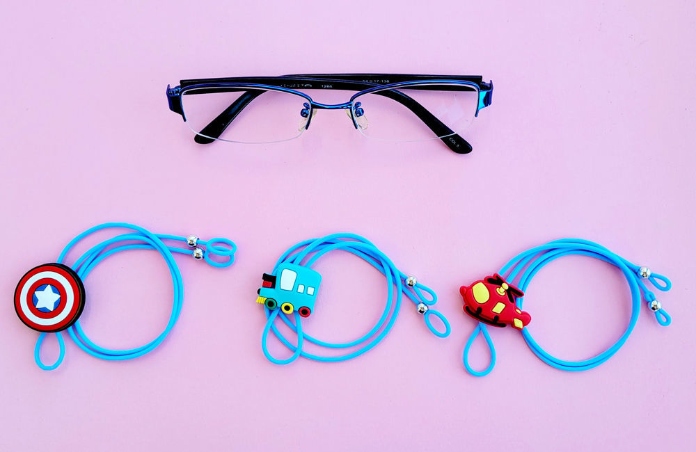 儿童眼镜挂绳卡通弹力眼镜防滑防掉绳可调节挂脖硅胶男女孩眼镜链 小