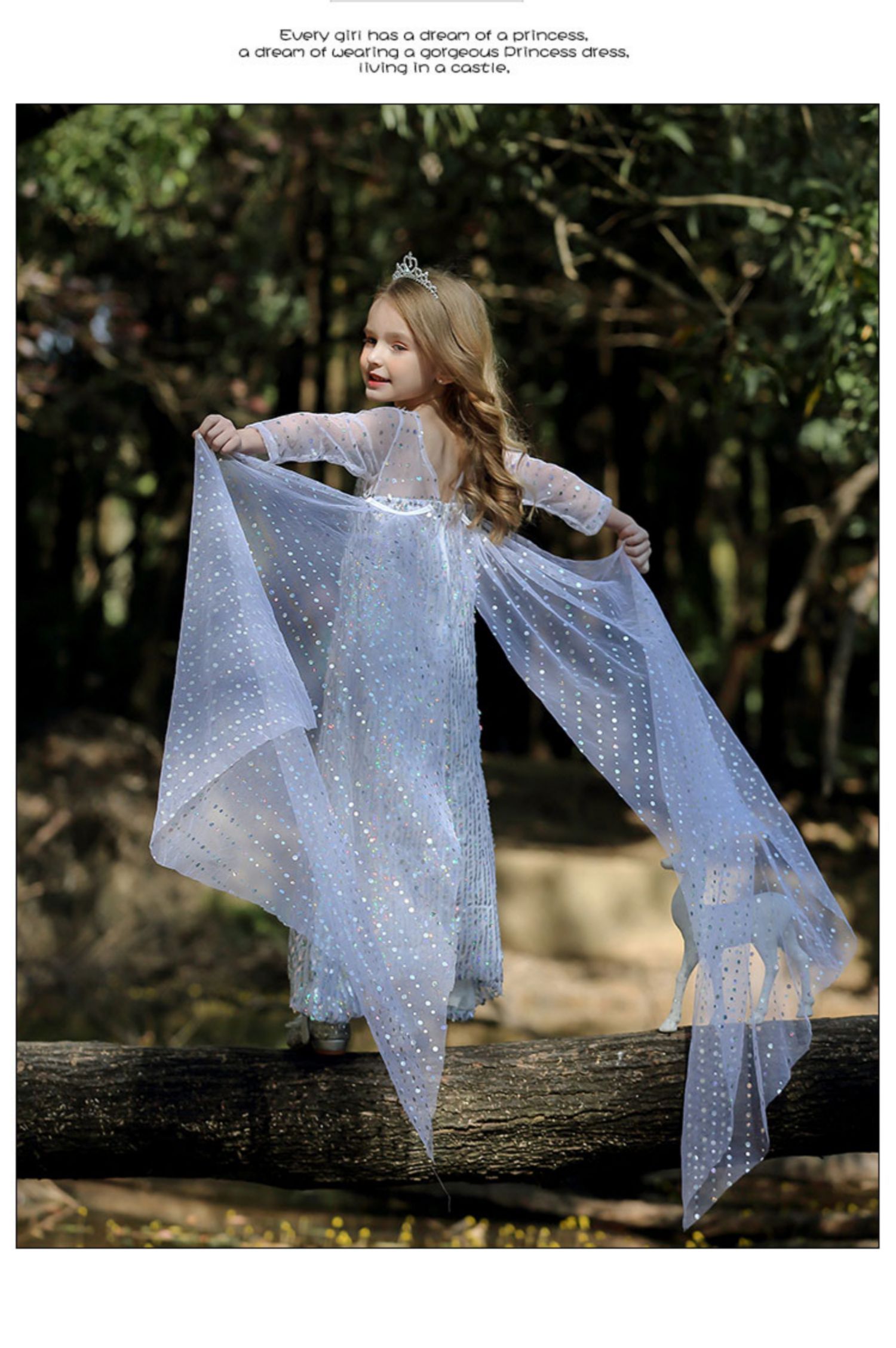 冰雪奇缘2艾莎公主裙爱莎cos服装elsa新款爱沙艾沙 网纱款(单裙子)