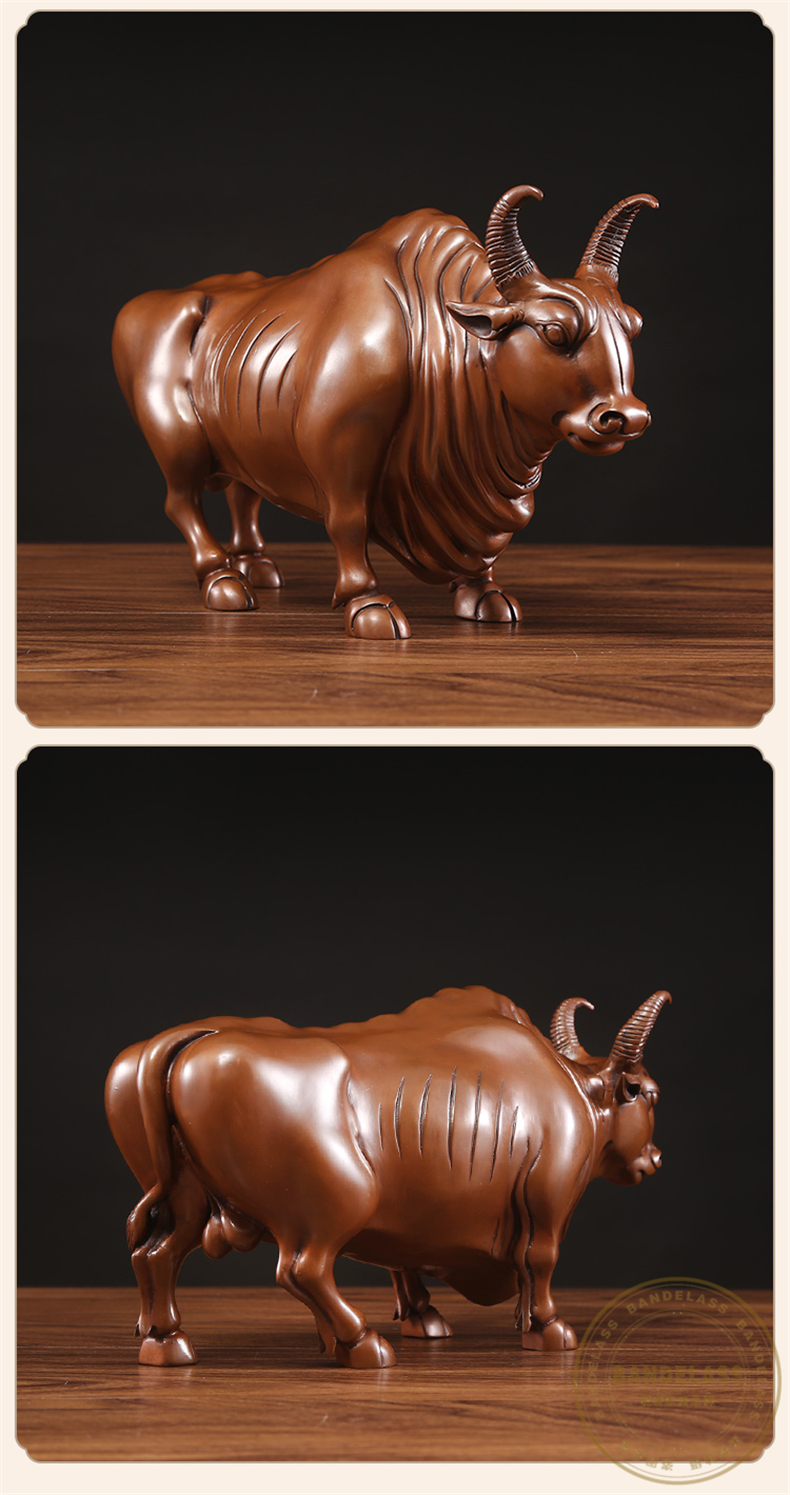 班德拉斯纯紫铜故宫五福牛摆件招财家居办公室装饰摆设乔迁开业好礼铜