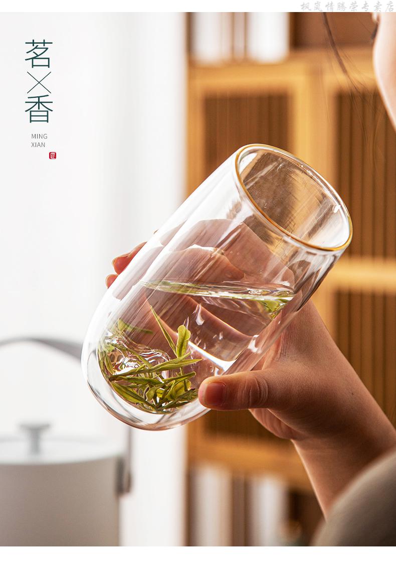 观山杯简易泡茶杯富士山杯绿茶杯专用龙井杯玻璃水杯耐热杯子雪山观山