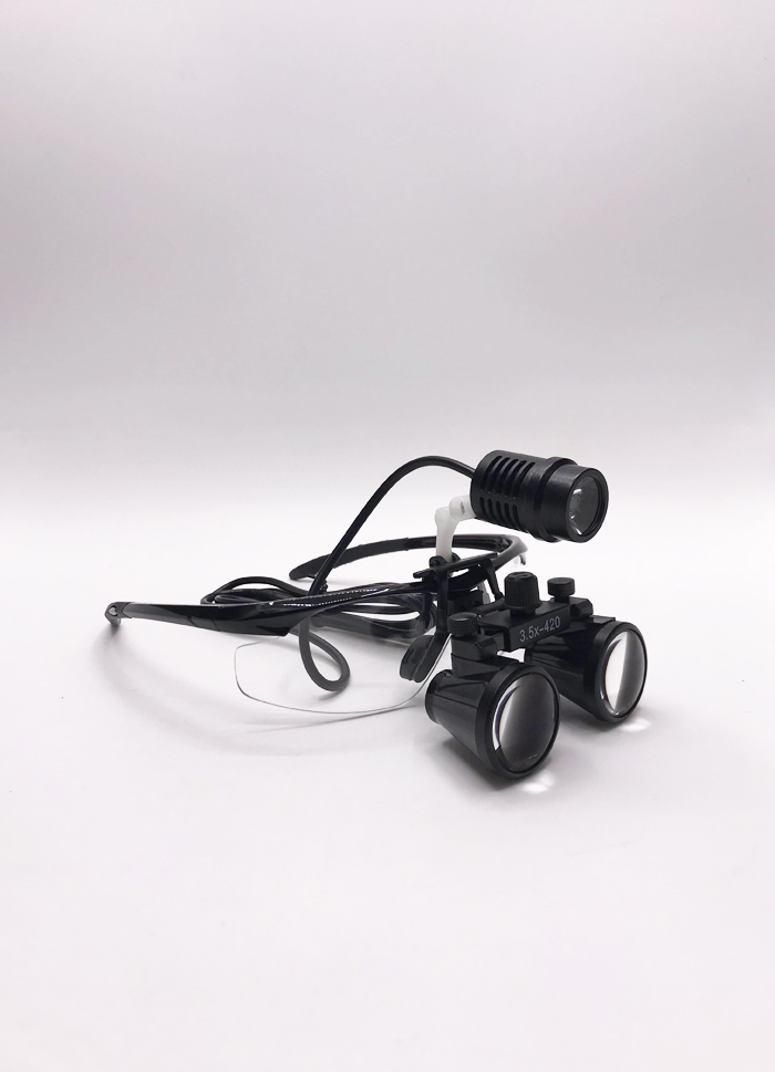 牙医口腔牙科手术骨科外科35x35倍医用放大镜led头灯黑色