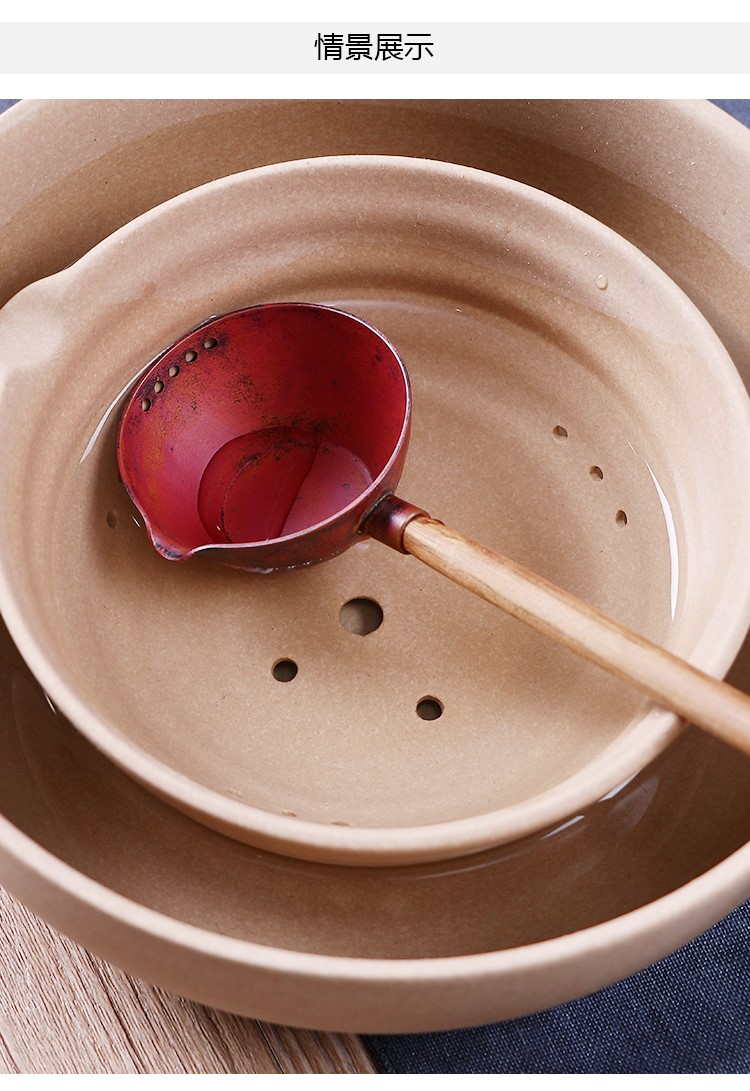 陶瓷分茶勺煮茶器分茶勺长柄舀茶勺煮茶茶勺木质手把茶勺茶铲麦饭石分