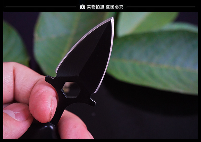 高档战狼2吴京同款迷你小刀防身刀求生具项链刀双刃小茶刀茶黑炫彩