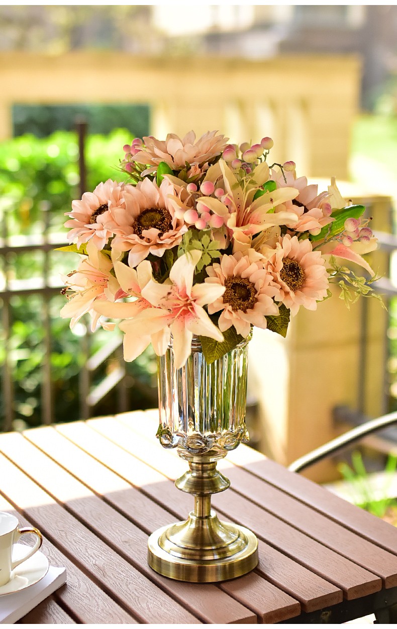 墨菲轻奢玻璃花瓶摆件客厅插花鲜花美式餐桌装饰欧式仿真花艺干花网红