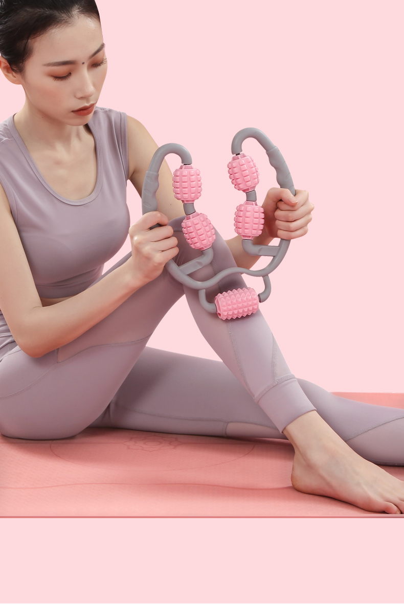 腿部经络按摩器疏通大小腿滚轮环形夹放松肌肉非瘦 健身 【灰紫色】