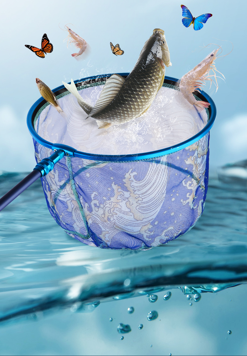 Grsaed Children's Telescopic Carbon Fiber Fishing Net Pole, Fish Catching Net, Insect Catching Net, Foldable Fishing Net, Water Bucket, Outdoor Fishing Tackle Set 9