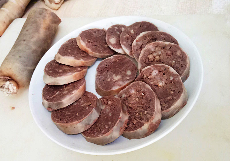 农家自制吉林松原荞面血肠杀猪菜灌血荞面肠农家自制现灌现发面肠一斤