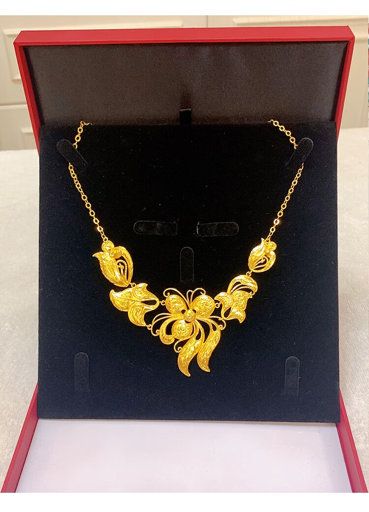 新娘龙凤手镯饰品项链套装仿z婚庆假金结婚三金陪嫁镀金首饰 彩旺