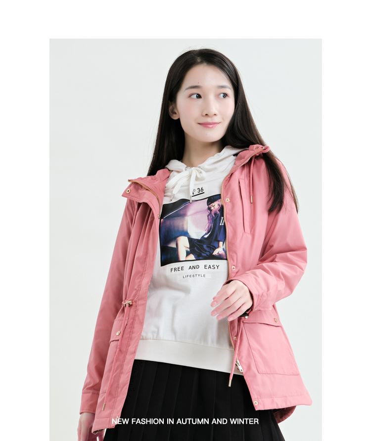 堡狮龙bossini21秋冬新款女装连帽衣服时尚格子内加绒外套女721528070