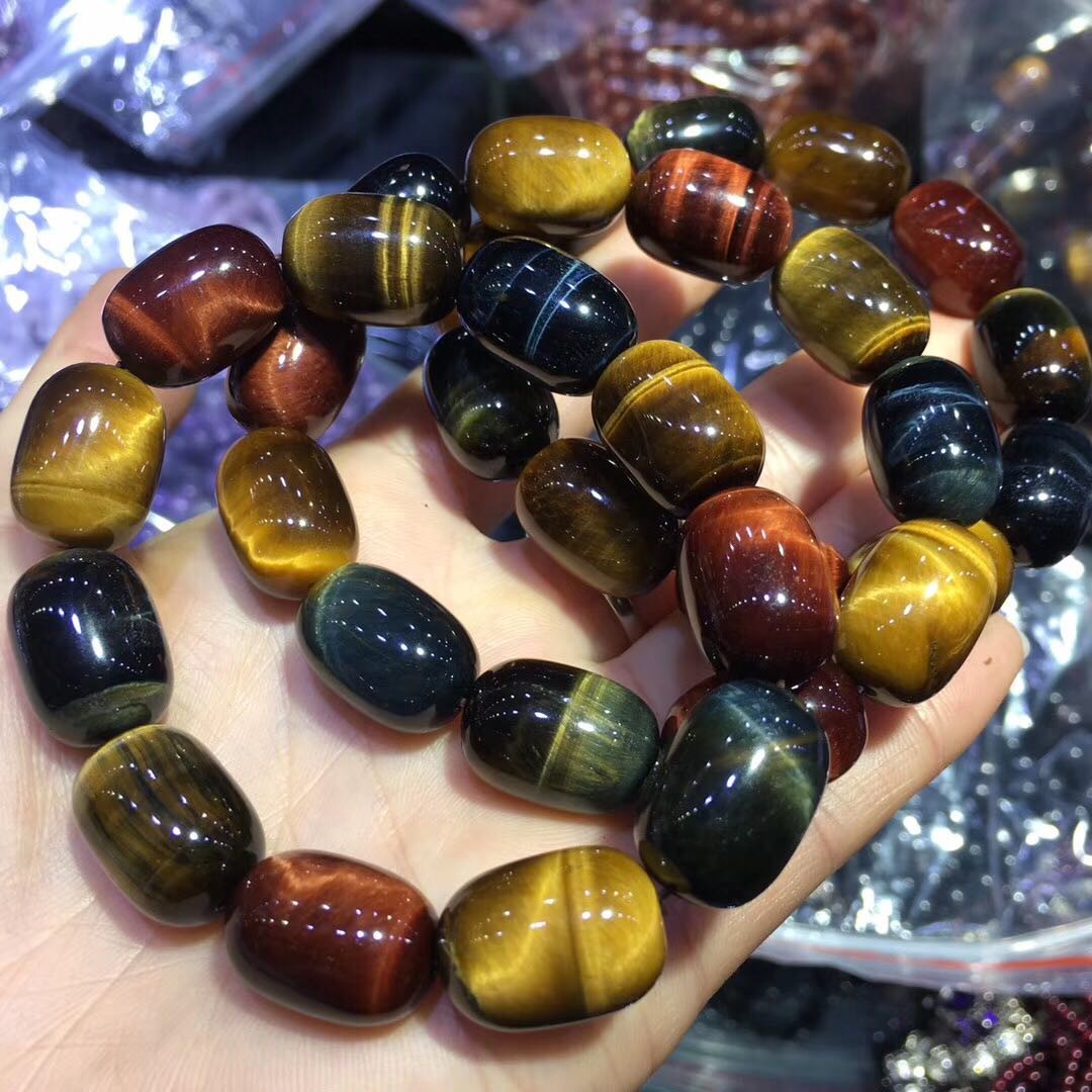 顶盈7a天然黄虎眼石手链虎睛石男女款单圈手串猫水晶生日礼物配证12