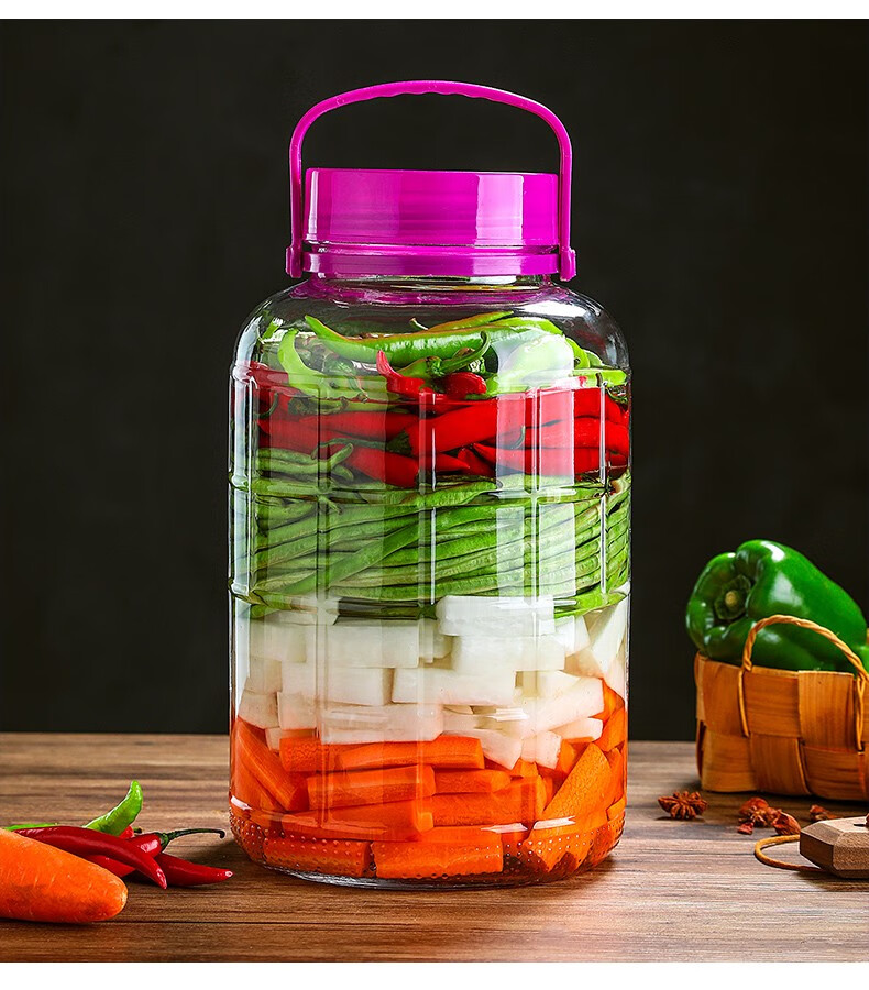 四川泡菜坛子加厚玻璃密封罐泡酒玻璃瓶腌制罐腌菜容器咸菜缸家用wt.